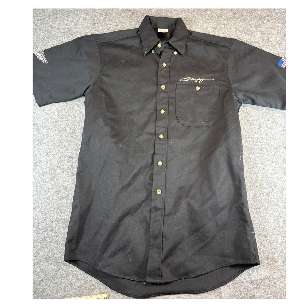 VINTAGE Harley Davidson Staff Shirt Mens Small Black 100 Years Biker Motorcycle